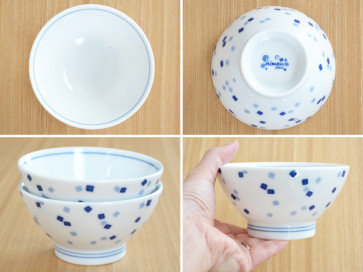 Indigo patterned rice bowls, 4 piece set　