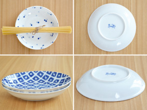 Indigo patterned 16.5cm plates, 4 piece set, sushi